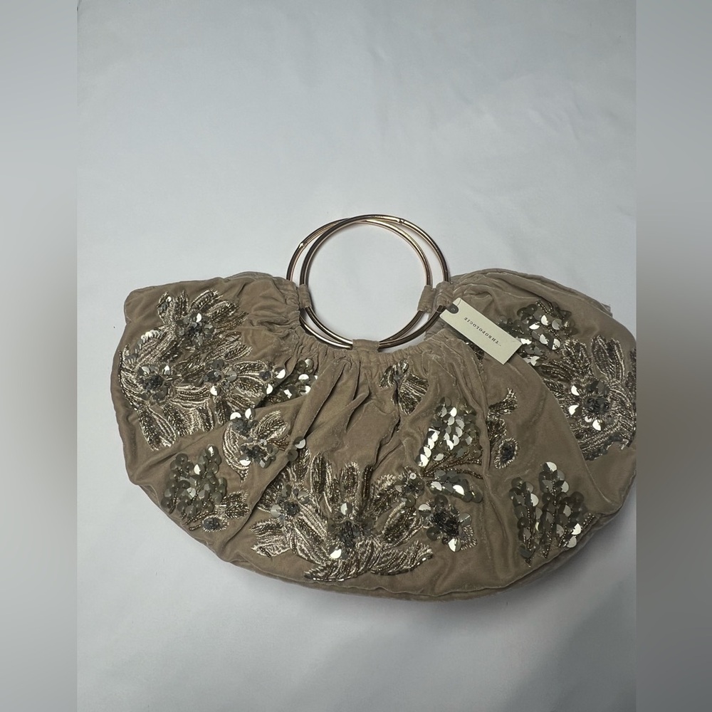 Anthropologie embellished floral satchel NWT